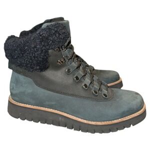 Cole Haan Zero Grand Explorer Ankle Boots Size 6.5B Womens Suede Green Black